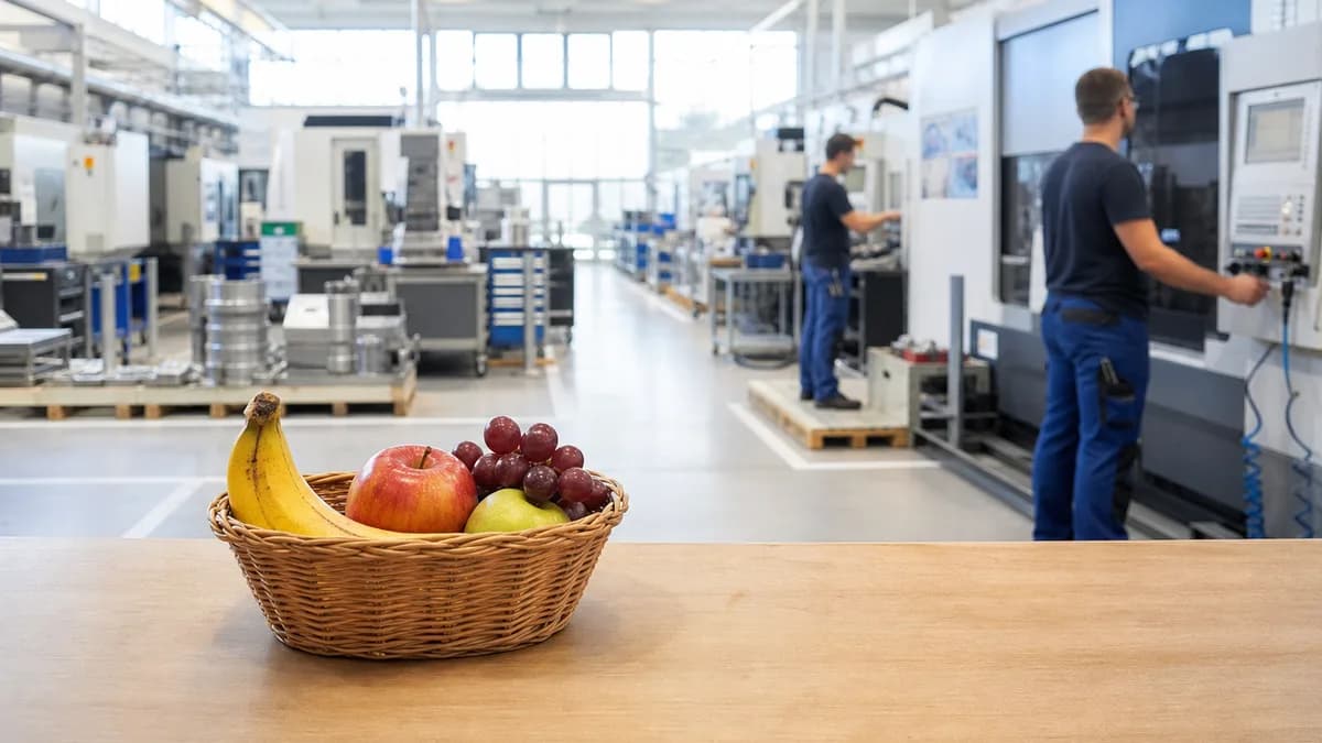 Magazin-Cover: Obstkorb statt Gehalt: Warum Benefits in der Zerspanung ankommen wie Beleidigung